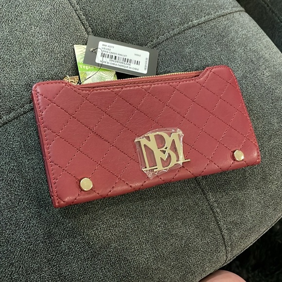NWT Badgley Mischka long snap wallet with zip money pouch, plum or wine BM-4172 - Picture 2 of 10